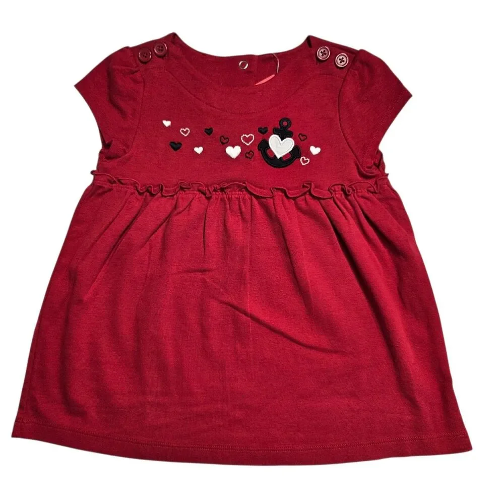 Vintage Gymboree Girls Top Size 5T Red Bon Voyage Anchor Heart 2006 NWT